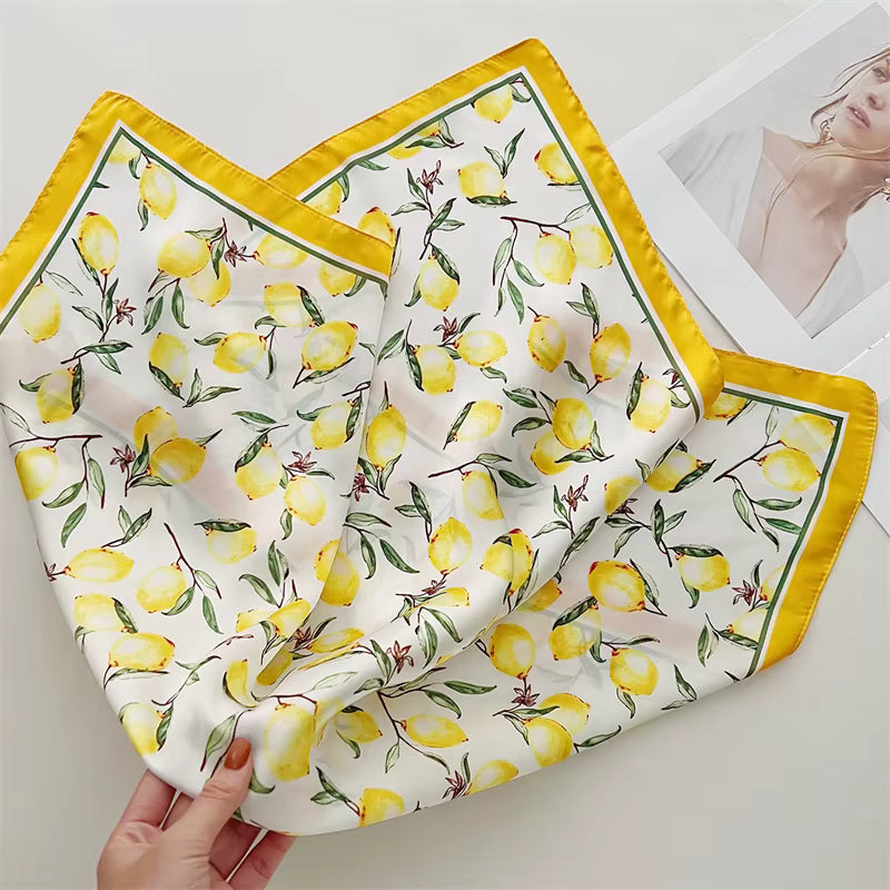 Retro Floral Scarf Yellow — Timeless Elegance in Motion