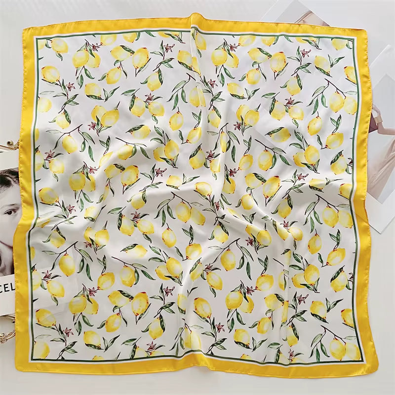 Retro Floral Scarf Yellow — Timeless Elegance in Motion