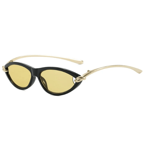Zestoom Black Yellow DUHE Cat-Eye Voyage Sunglasses – Elegance for Every Departure