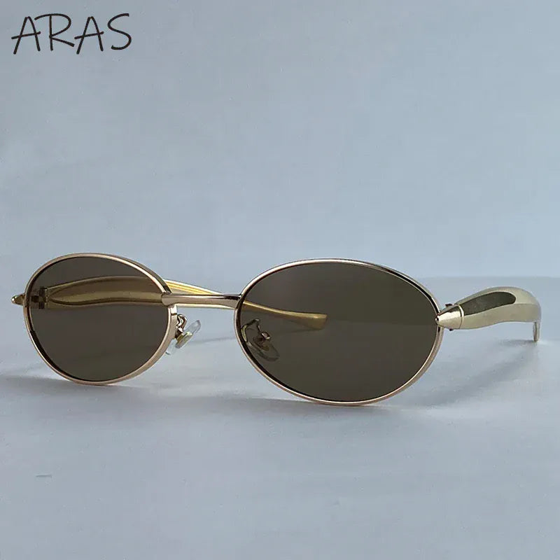 Zestoom Gold Brown Lunar Ellisse Sunglasses – Oval Retro Elegance
