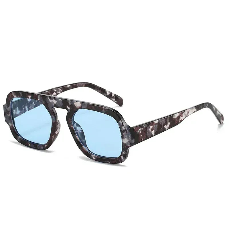 Zestoom Grey leopard blue Square Sunglasses Astra Linea