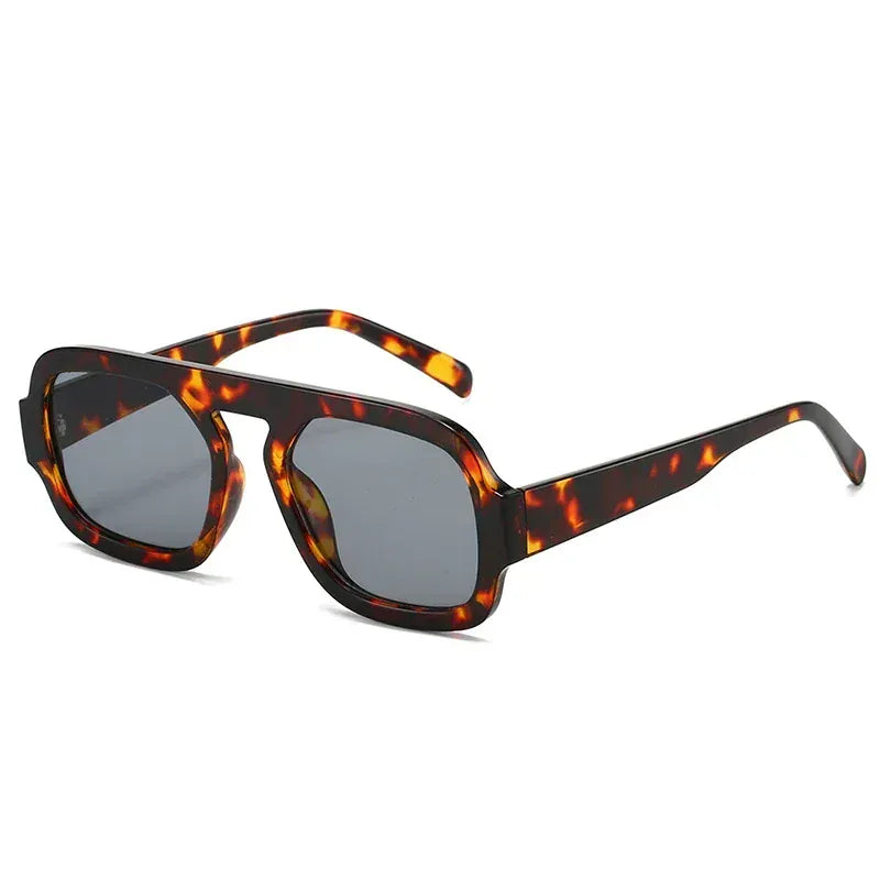 Zestoom Leopard Black Square Sunglasses Astra Linea