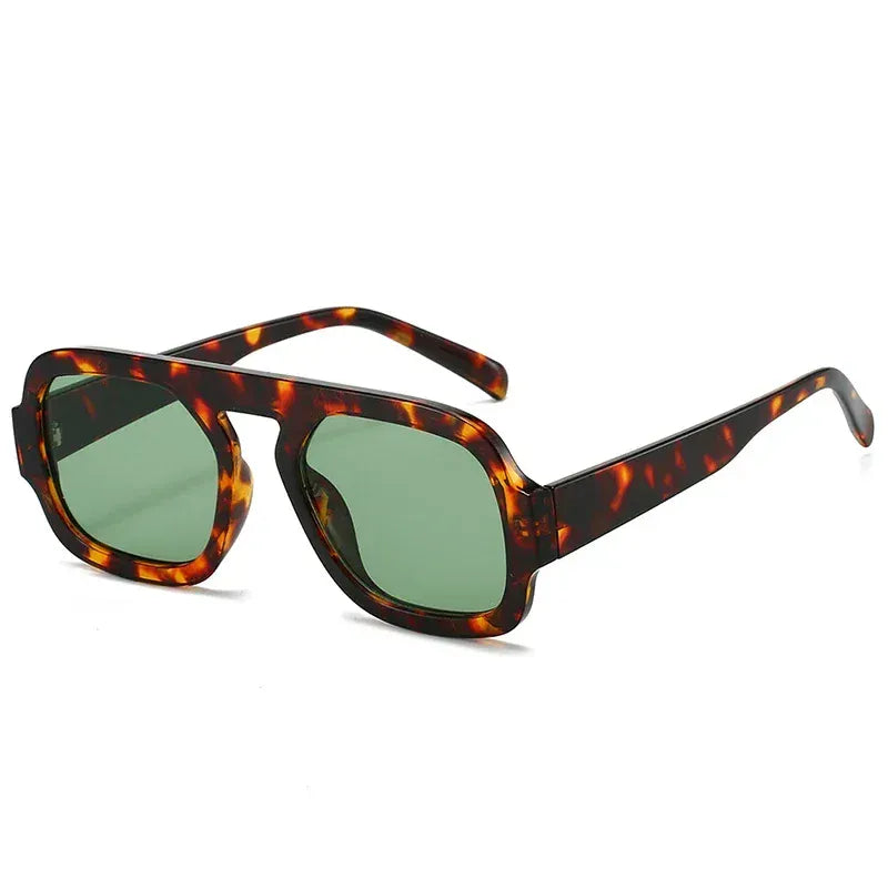 Zestoom Leopard Green Square Sunglasses Astra Linea