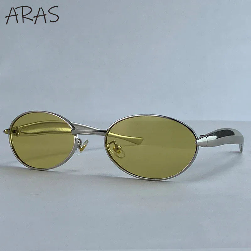 Zestoom White Yellow Lunar Ellisse Sunglasses – Oval Retro Elegance